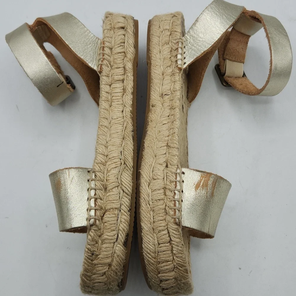 Soludos Cadiz Metallic Leather Platform Sandals Size 6